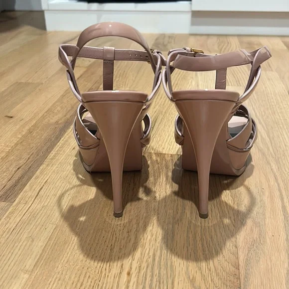 Saint Laurent blush pink YSL sandals 39 tribute patent